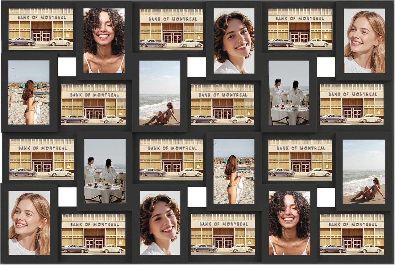 4×6 collage frame 24 pictures, picture frames collage wall decor, 24 slot picture frame Wall Hanging For 6×4 Photo, Black